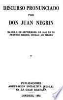 Libro Discurso pronunciado por Don Juan Negrín