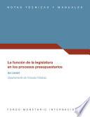 Libro Función de la legislatura en los procesos presupuestarios