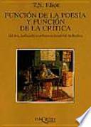 Libro Función de la poesía y función de la crítica