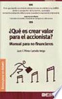 Libro ¿Qué es crear valor para el accionista?